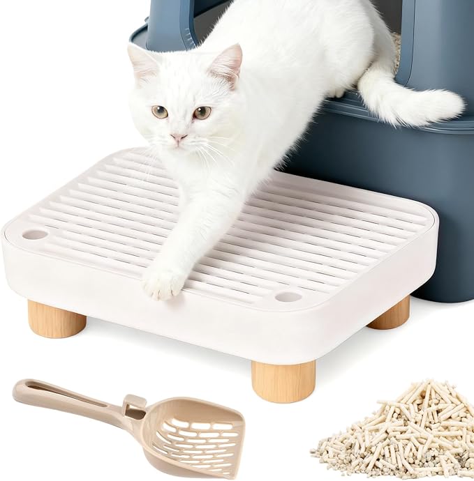 Litter Box Step with Litter Shovel, Box Ramp/Catcher with Wooden Base, Easy by Unknown