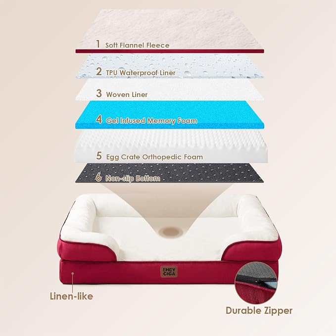 EHEYCIGA Orthopedic Dog Beds for Large Dogs, Waterproof Memory Foam Large Pet - Image 5