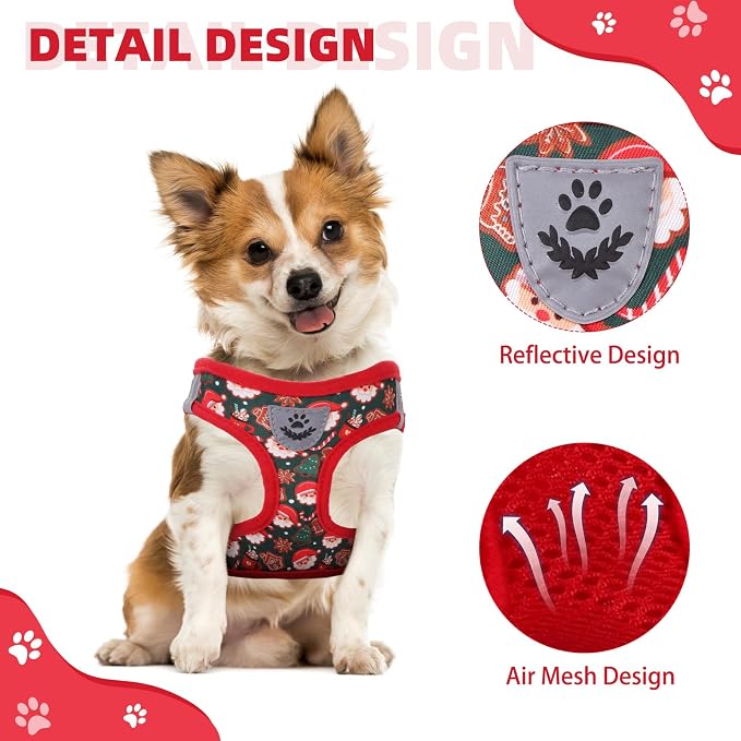 KOOLTAIL Christmas Dog Harness for Small Medium Dogs, Dog Harness and Leash Set - Image 4