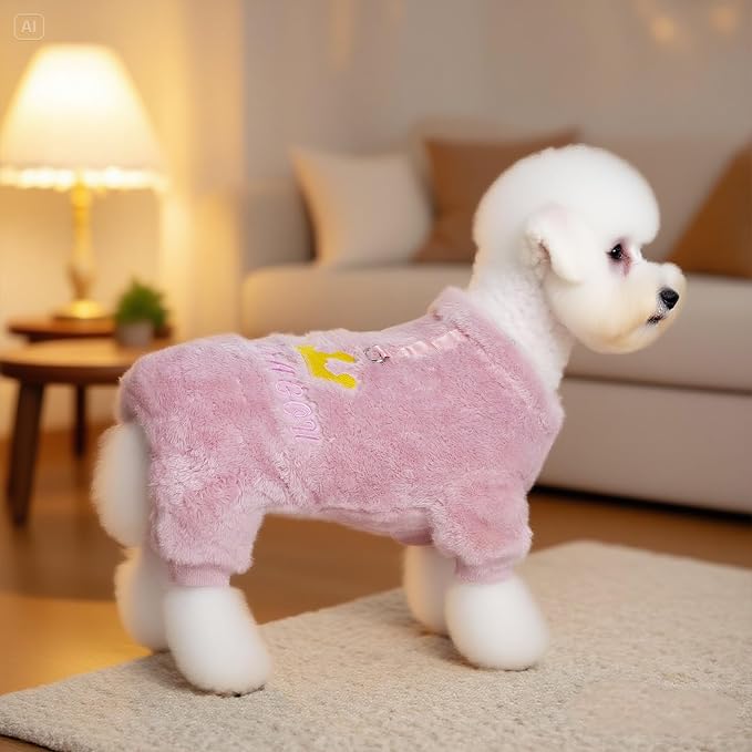 Plush Dog Pajamas Cute Warm Puppy Crown Pajamas Warm Kitten Winter Jumpsuit - Image 5