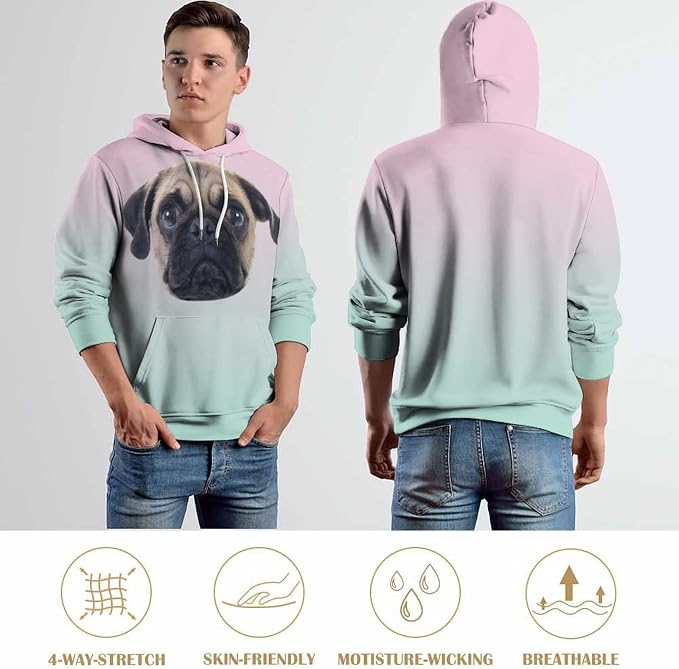 Artsadd Custom Face Unisex athletic Pockets Sweatshirt Loose Hoodie Custom - Image 7
