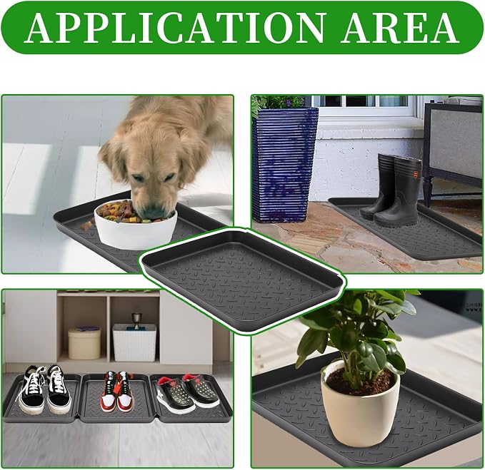 Anxingo 3 Pack Home Boot Tray Black Shoe Border Mat Heavy Duty Floor - Image 5