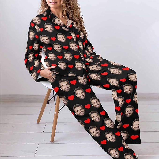 MyPupSocks Custom Face Pajamas for Women Set, Personalized Photo Long Sleepwear - Image 5