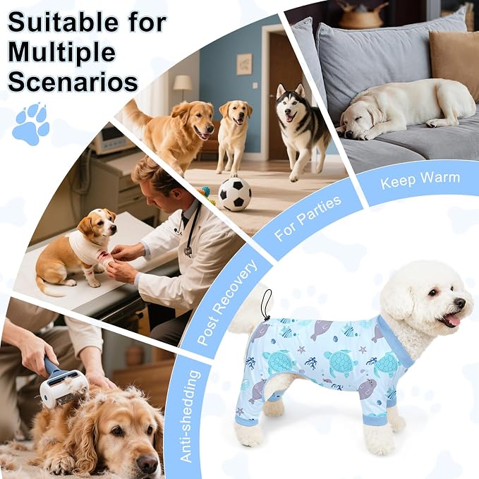 Bienbee Dog Pajamas, 4 Pack Dog Recovery Suit Shedding Suit Cute Soft Puppy - Image 7