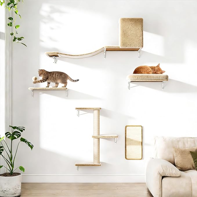 COZIWOW Cat Wall Shelves Set, 5-Piece Wall Mounted Cat Furniture - Image 7