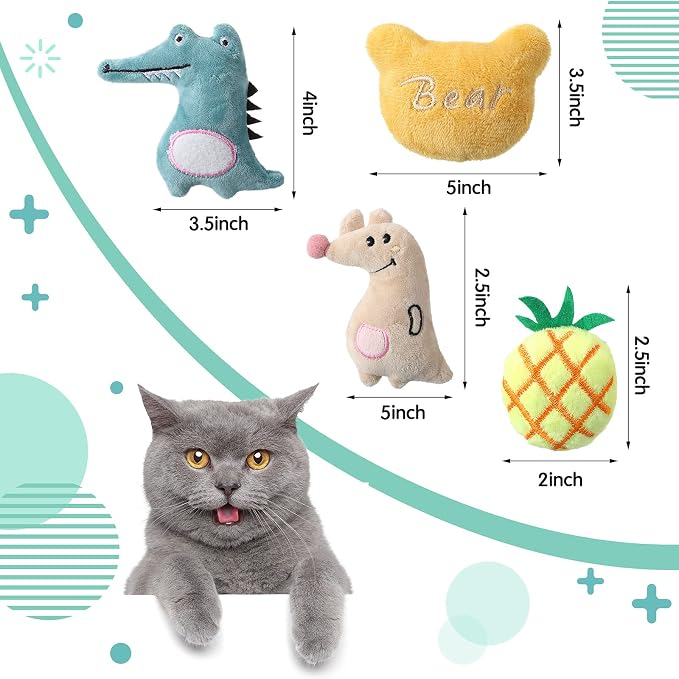 Gejoy 20 Pieces Catnip Toys for Indoor Cat Plush Kitten Cat Chew Toys Catnip - Image 2