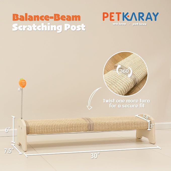 PETKARAY Horizontal Scratching Post, Large Floor Mounted Cat Scratcher - Image 6