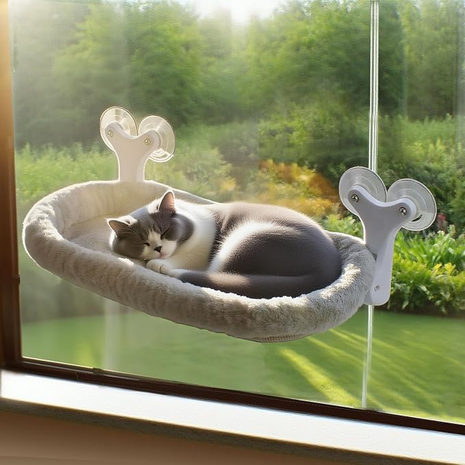 Cat Window Perch with 6 Strong Suction Cups, Mats That can be Switched Between - Image 7