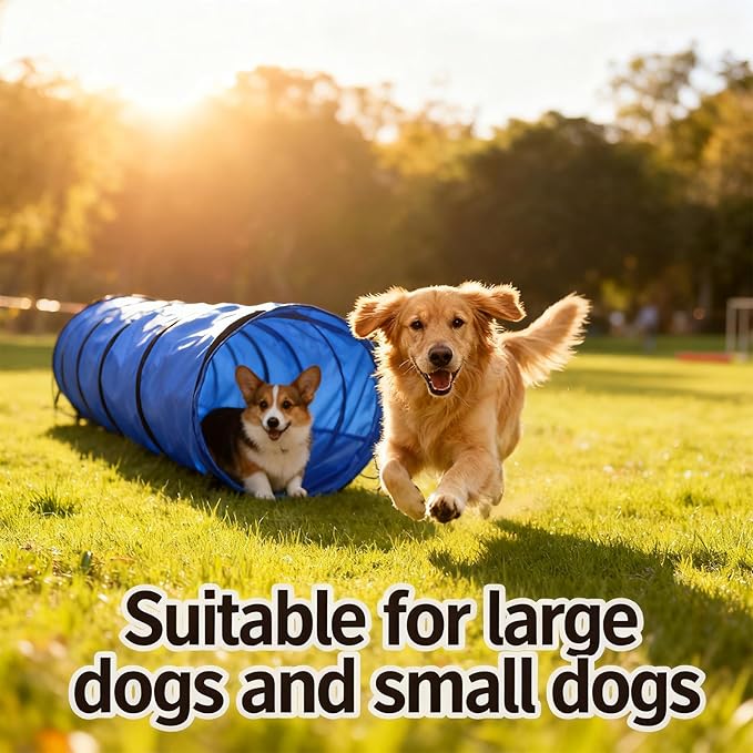 Dog Agility Tunnel with Carry Bag and Ground Spikes, Foldable 10-Foot Tunnel - Image 2