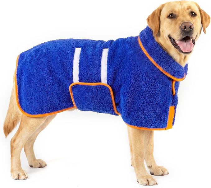 Dog Bathrobe, Super Absorbent for Small to Large Dogs, Dark Blue L by Bienbee