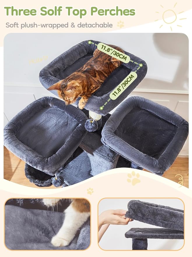Taoqimiao 76-Inch Cat Tree XXL for Large Cats, Giant Cat Tower - Image 4
