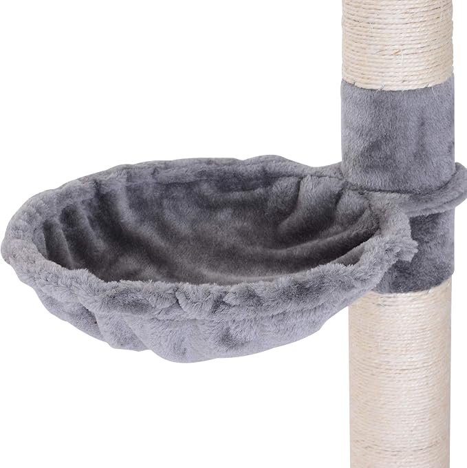PawHut 102" Adjustable Height Floor to Ceiling Cat Tree, 5 Level Cat Tower - Image 8