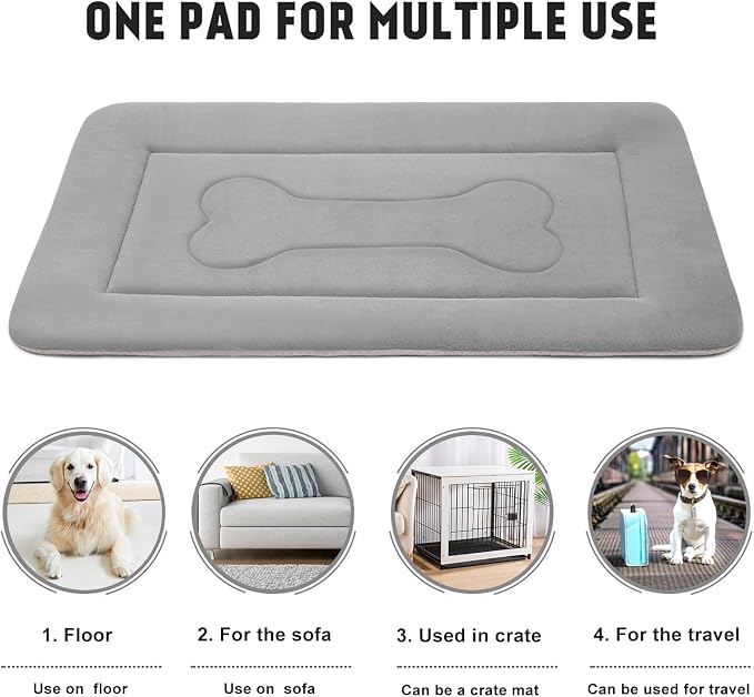 JoicyCo Large Dog Bed Soft Dog Crate Pad Mat 42 in Non-Slip Bottom Washable Dog - Image 4