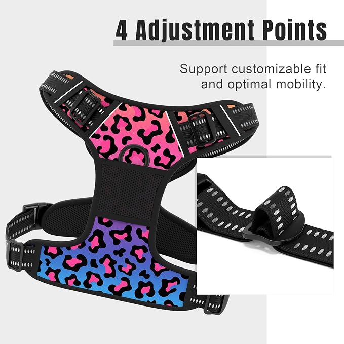 Rnivvi No Pull Dog Harness, Cute Leopard Reflective X-Large Sized Puppy Harness - Image 3