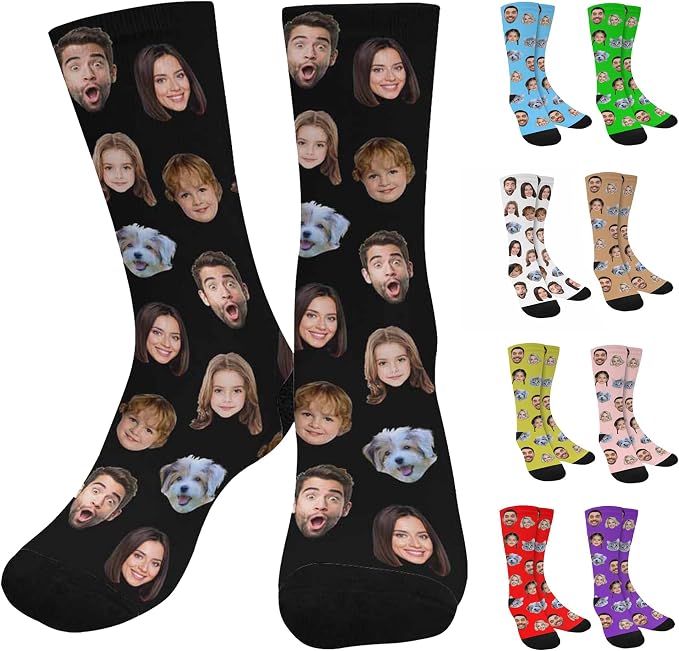 Artsadd Custom Face Socks for Dad Fathers Day Gift Novelty Personalized Photo by Artsadd