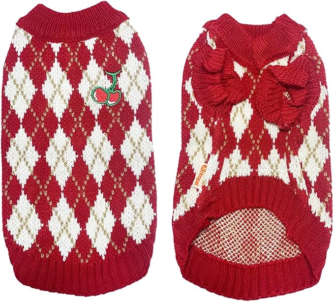 ANIAC Diamond Puppy Sweater for Small Dog Girl Strawberry Turtleneck Cat - Image 4