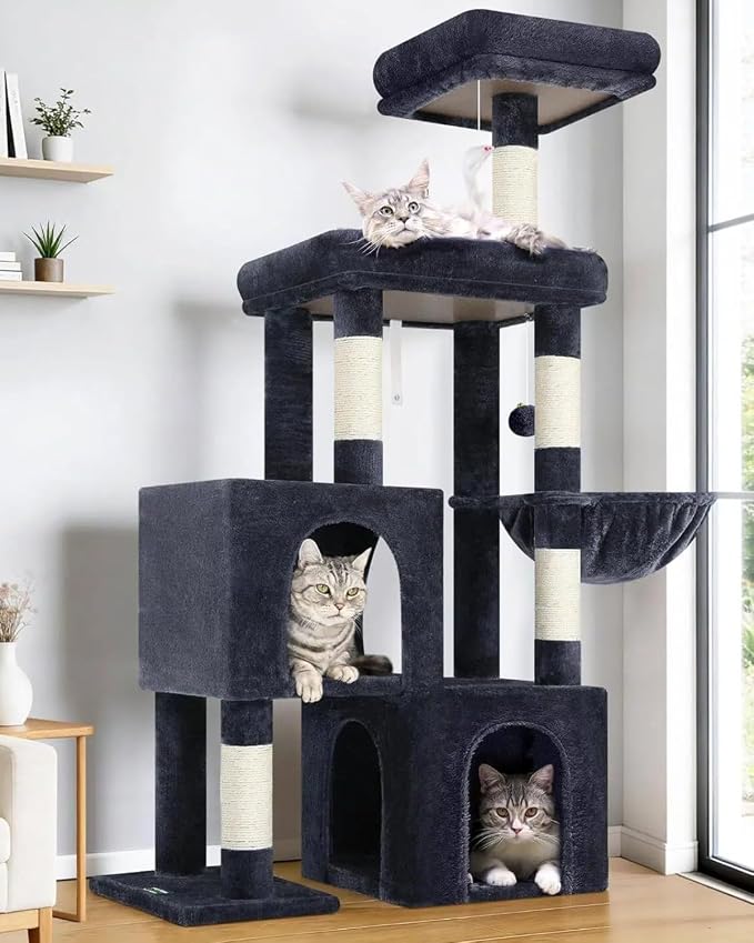 Globlazer Cat Tree Condo Tower for Multiple Indoor Cats, 52in Multi-Level Cat by Globlazer