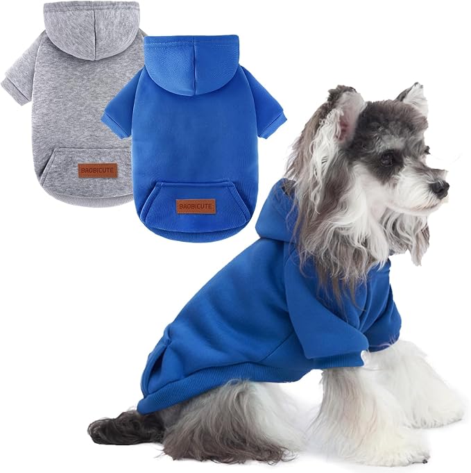 2 Pack Dog Hoodie Warm Hood Dog Sweater Cold Weather Small Dogs Sweatshirt by BAOBICUTE