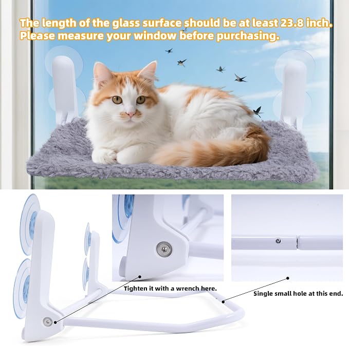 YUNIQUE Cat Window Perch, Upturned Edge Bracket, Portable Wall Hammock - Image 5