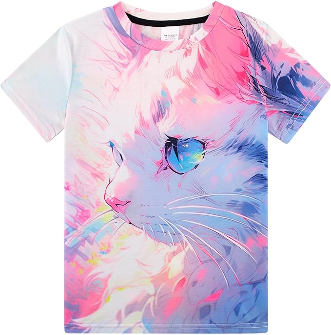 Funnycokid Girls Shirts Cat T Shirt Size 5-12 Clothes by Funnycokid