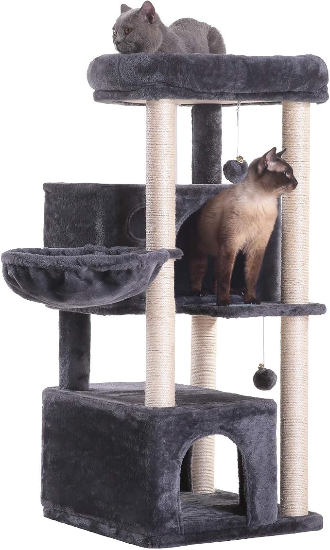 Hey-brother Cat Tree, 2 Plush Condos, Big Plush Perches MPJ011G - Image 2