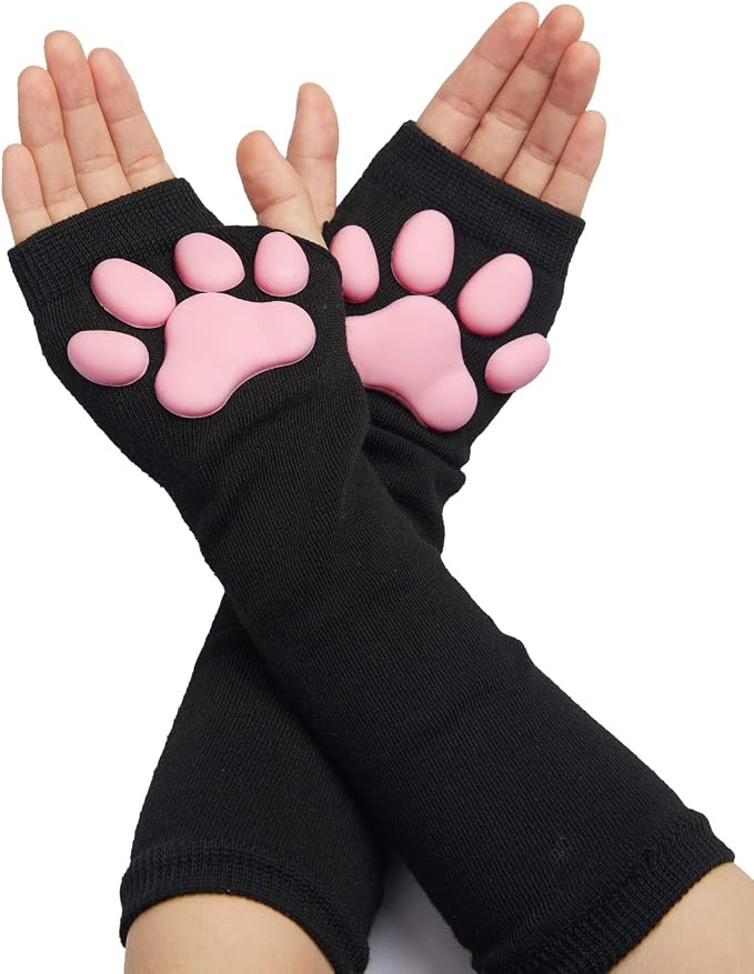 Cat Paw Thigh High Socks Golves, Cute Soft 3D Toe Beans Socks Mittens Kitten - Image 2