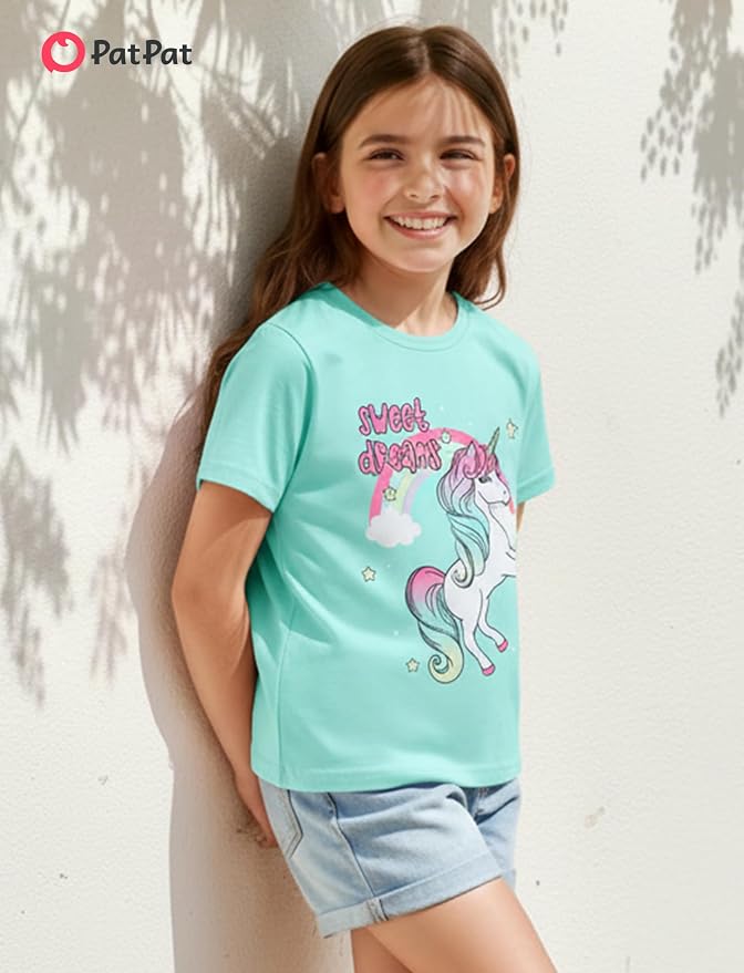 PATPAT Girls Crewneck Short Sleeve Graphic Tees Animal Print Shirts Cute Summer - Image 4