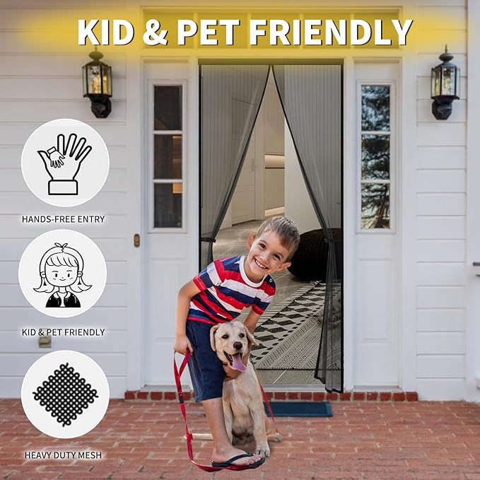 Magnetic Screen Door for 48 x 80 Inch French Door, Screen Itself Size: 50" x 81" - Image 4