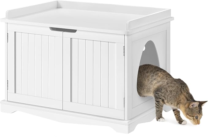 Yaheetech Cat Litter Box Enclosure, Hidden Litter Furniture, Cat Washroom by Yaheetech