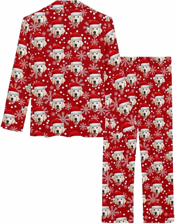 MyPupSocks Custom Face Pajamas for Women Set, Personalized Photo Long Sleepwear - Image 4