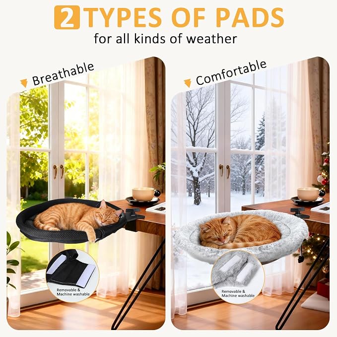 Topmart Cat Desk Bed with 360° Rotating, Cat Hammock - Image 4