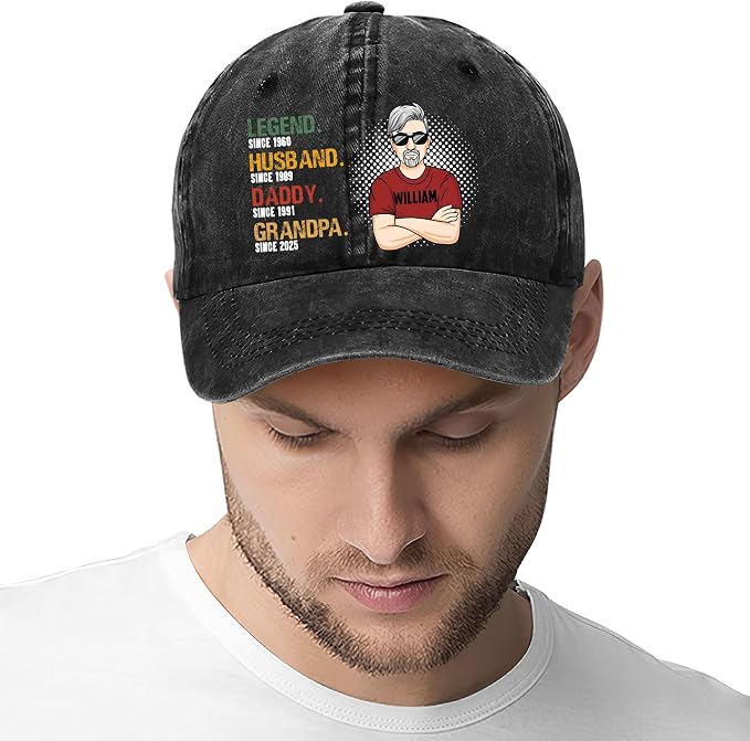 Personalized Vintage Washed Denim Dad Hat, Custom Baseball Cap - Image 5