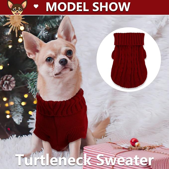 2 Pack Dog Sweaters for Small Dogs, Chihuahua Yorkie Sweater, Puppy Clothes - Image 3