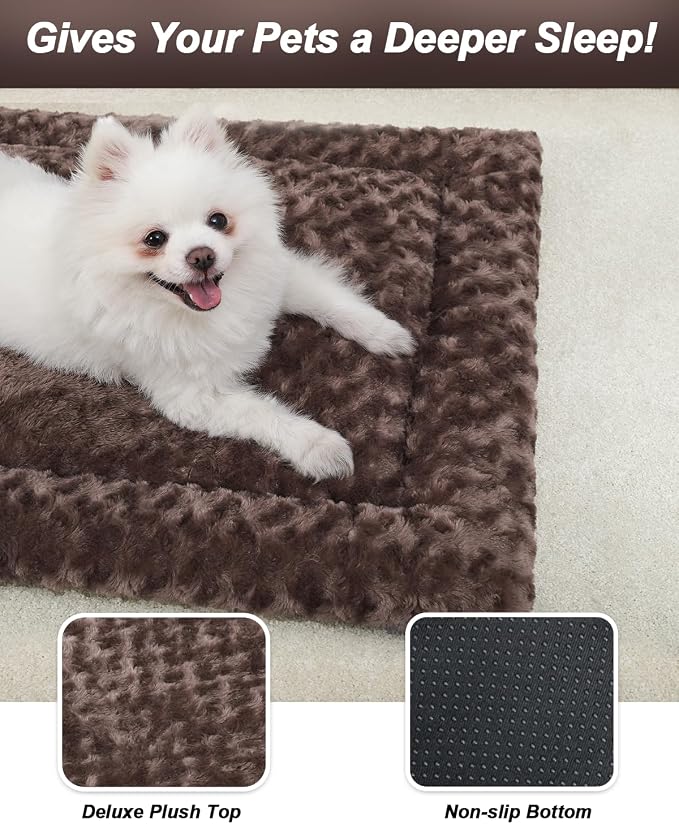 Washable Dog Bed Mat Soft Dog Crate Pad Fluffy Pet Kennel Beds Sleeping Mattress - Image 3