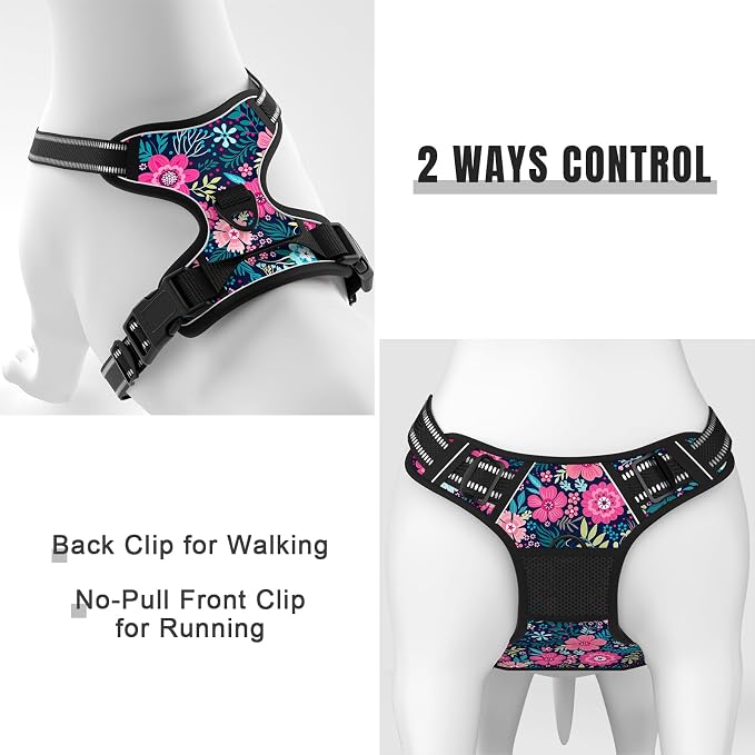 Rnivvi No Pull Dog Harness, Cute Flower Reflective Medium Sized Puppy Kitten - Image 5