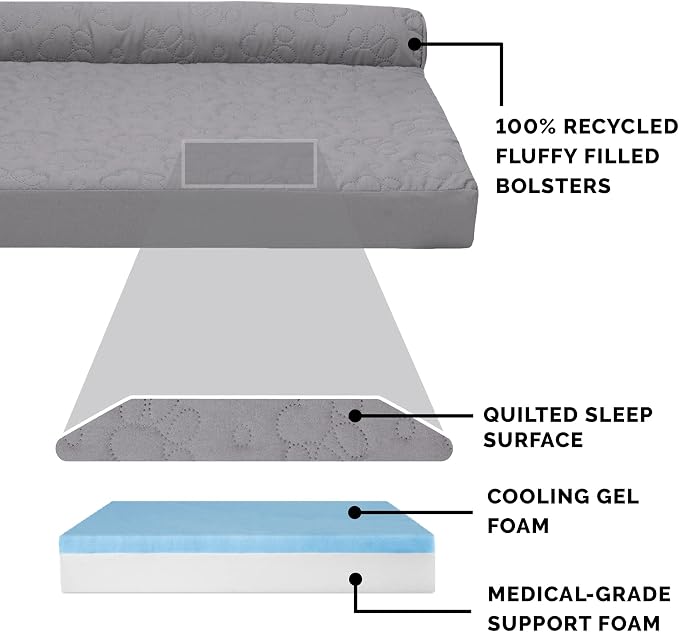 Furhaven Cooling Gel Dog Bed for Medium/Small Dogs w/ Removable Bolsters & - Image 4