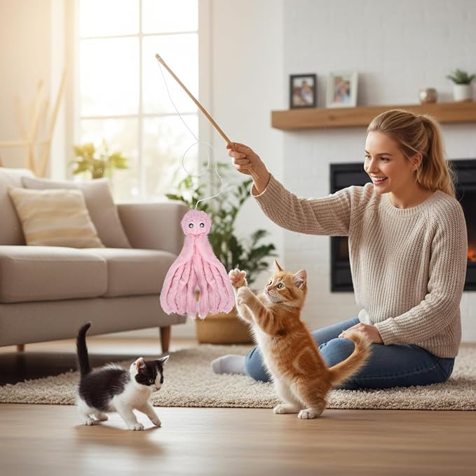 2-Pack Cat Toy Wand Set: Interactive Cat Teaser Wands - Image 7