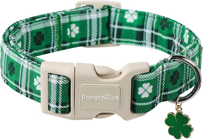 Lionet Paws St. Patrick Dog Collar, Comfortable Adjustable Green Collar by lionetpaws