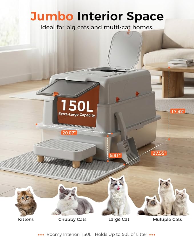 GTPLAYER XXXL Stainless Steel Cat Litter Box - Image 2