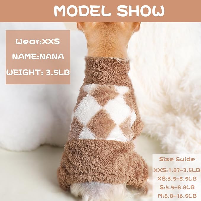 Sebaoyu Turtleneck Dog Pajamas for Small Dogs, Fleece Sweater, Winter Cute Tiny - Image 4