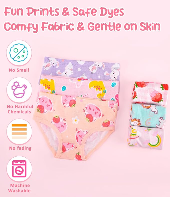 Girls and Toddlers 100% Cotton Underwear Tagless Soft Panties Size 2-3T - Image 6