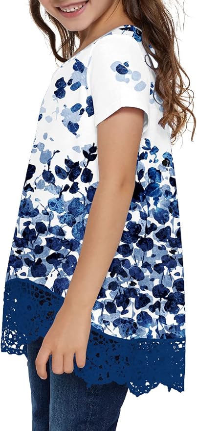 storeofbaby Girls Casual Tunic Tops Short Sleeve Loose Soft Blouse T-Shirt - Image 4