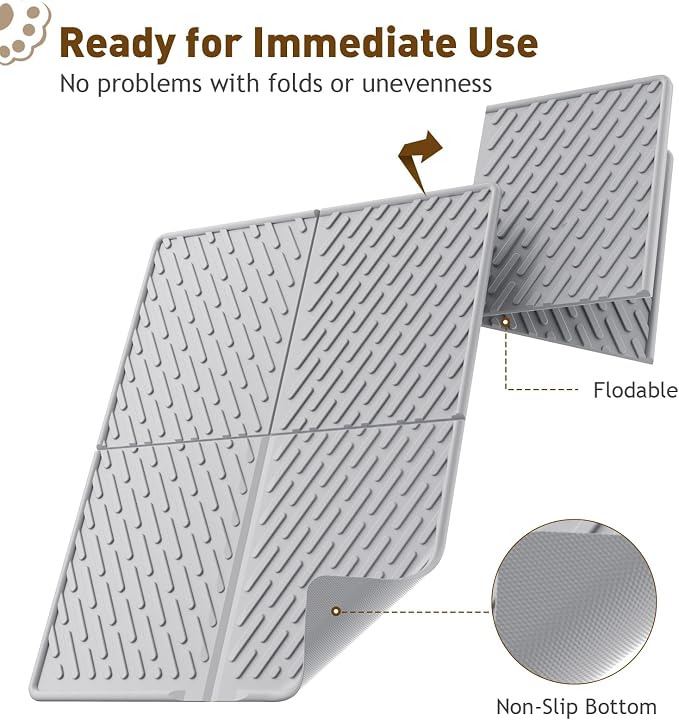Cat Litter Mat with Grooves & Raised Edge, Urineproof/Waterproof, Litter - Image 3