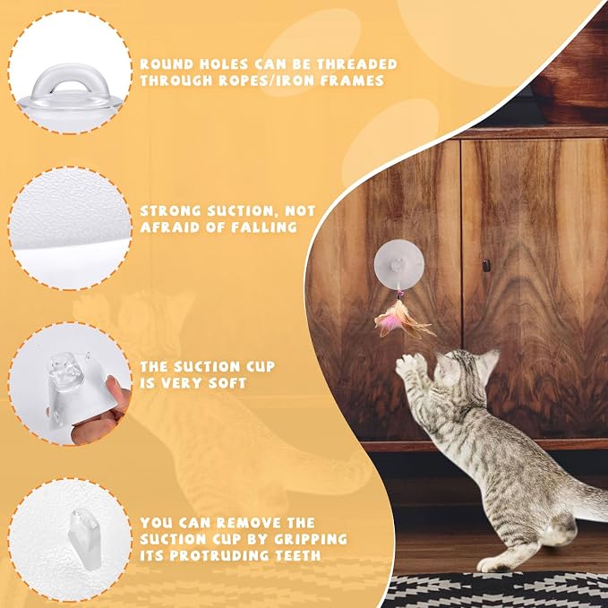 4 Pieces Cat Window Perch Suction Cup, Powerful Cat Window Bed Seat Replacement - Image 4