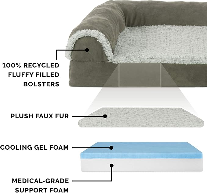 Furhaven Cooling Gel Dog Bed for Medium/Small Dogs w/ Removable Bolsters & - Image 4