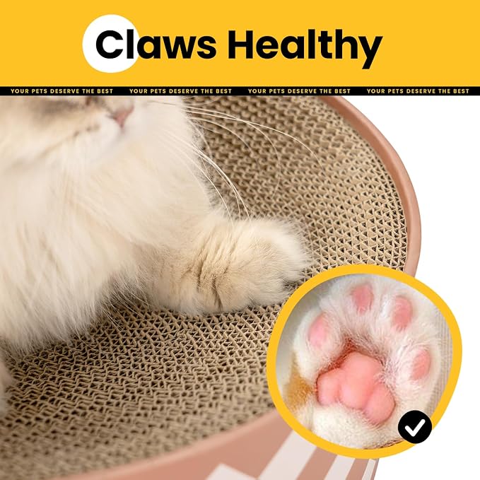 Oval Cat Scratcher Bed, 2-in-1 Cat Scratching Board, Natural Corrugated - Image 4