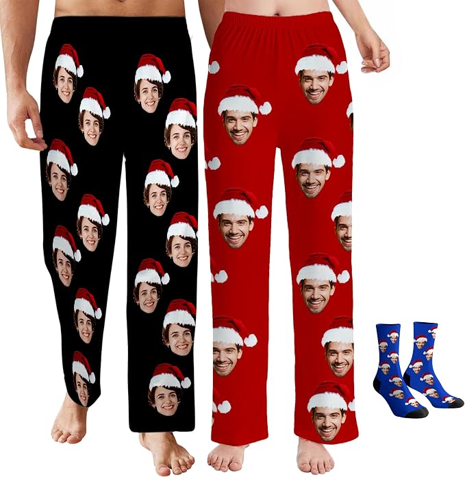 Custom Pajama Pants for Women Men, Personalized 67 Name Photo PJ Family Six by Artsadd