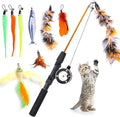 9 PCS Cat Fishing Pole Toy, Retractable Cat Feather Toys by APSUAE
