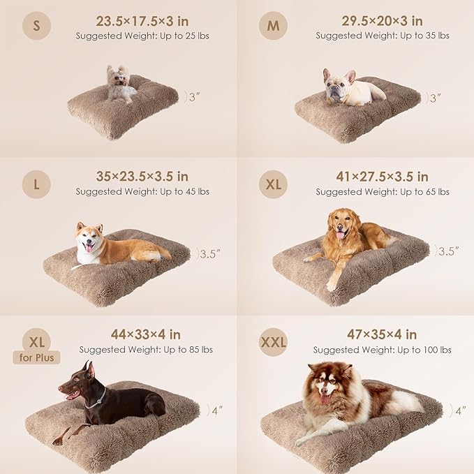 EHEYCIGA Fluffy Dog Crate Bed for Large Dogs, Plush Faux Fur Crate Pad - Image 2