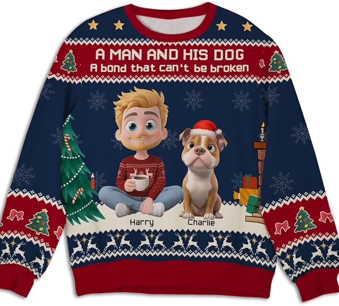 Wrappiness A Girl And Her Dog Christmas Sweatshirt by Wrappiness